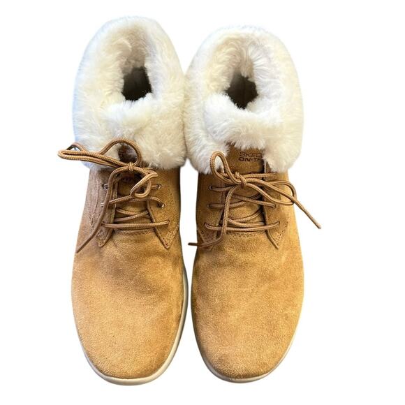 Skechers On The Go Joy Lush Cozy Chestnut Ankle Boots Faux Fur Size 9 - Picture 4 of 7